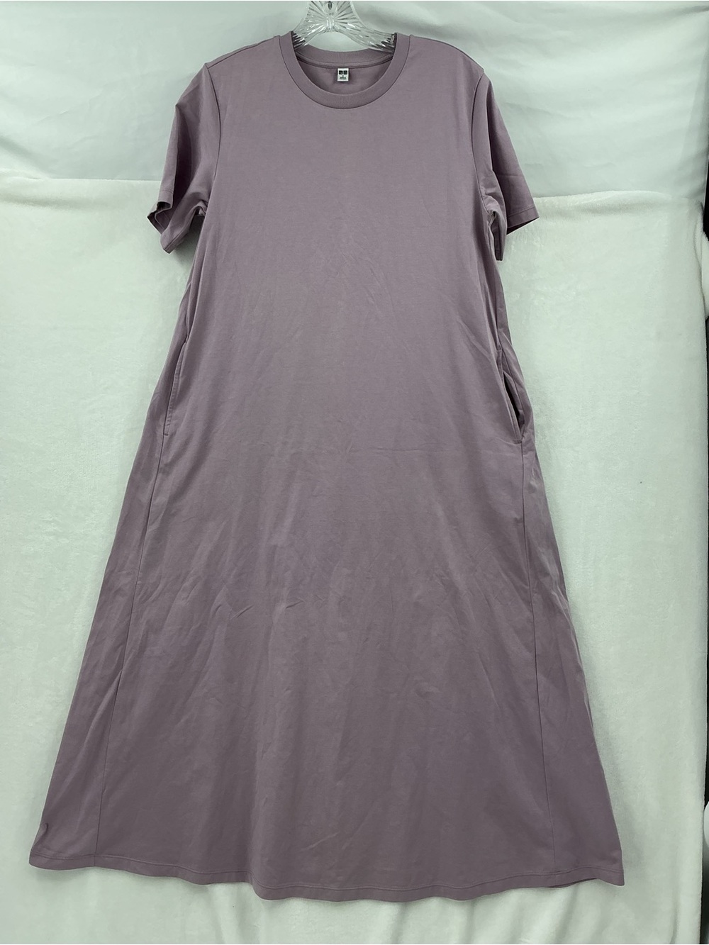 Uniqlo Lavender Short-Sleeve Midi Dress 1209 - Picture 2 of 6